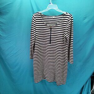 J.Crew Womens Striped Long Sleeve Dress Large Black & White